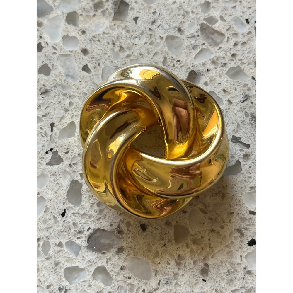 Vintage Gold Tone Triple Love Knot Scarf Clip High Polish Hinged Scarf Slide